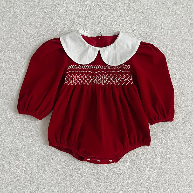 Baby Girls Clothes Autumn Toddler Baby Rompers Princess Dress Red Long Sleeves Girls Dress Christmas Sister Clothing