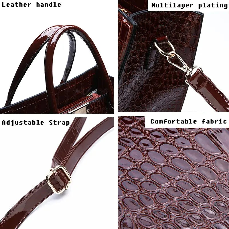 Crocodile Print Women Handbags Purse Tote Bags Adjustable Strap Top Handle Bag Large Capacity Crossbody Bags Work Travel Gift