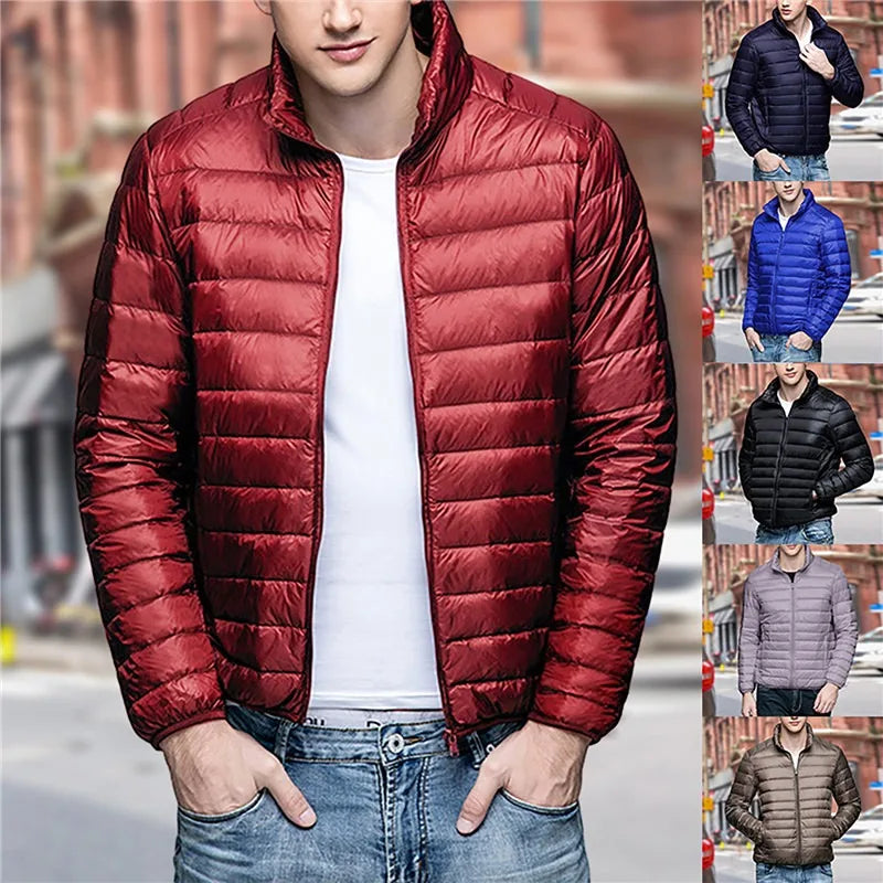 New Winter Jacket Long Sleeve Cotton-Padded Jacket Zipper Jacket Men'S Stand-Up Collar Jacket Plus Size Cotton Jacket