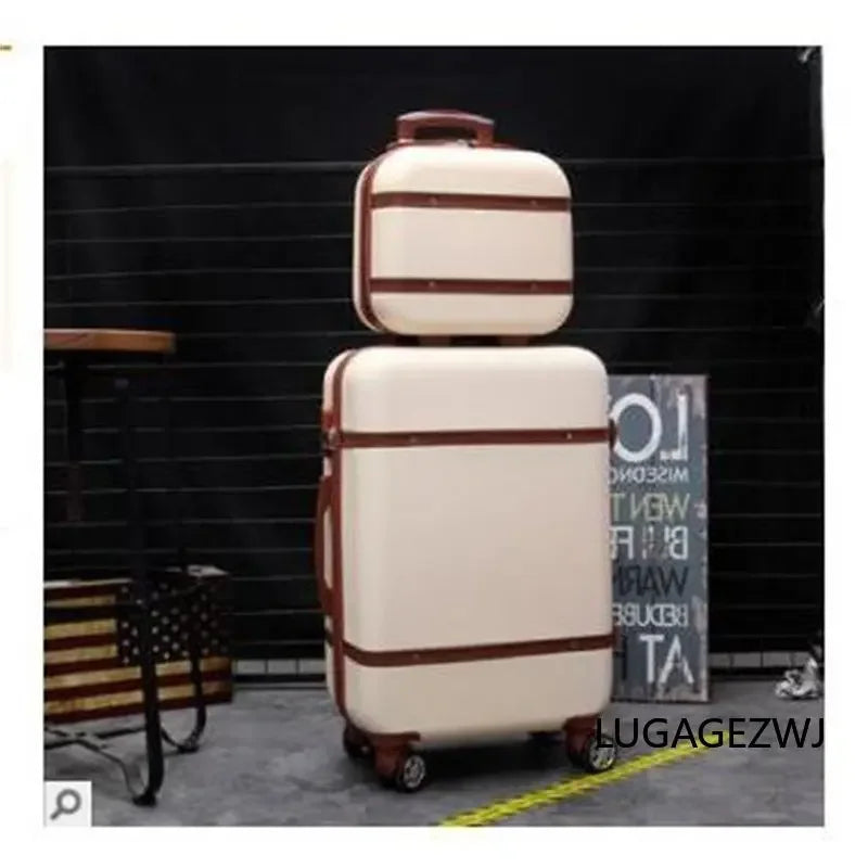 20/24 Inch ABS Women's Roller Trolley Case Set Girls' Makeup Handbag Large Capacity Long Distance Travel Luggage