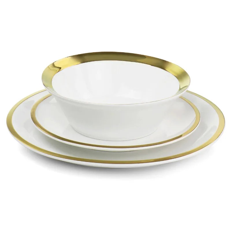 Premier Gold Fine Ceramic 12 Piece Dinnerware Set