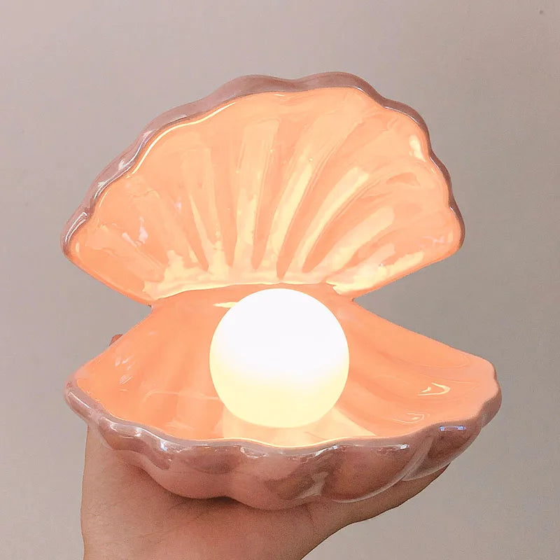 2023 LED Modern Decor Decoration Living Room Elevate  Home Ambiance  for bedroomsLED Shell Pearl Night Light Pearl Jewelry Mesa