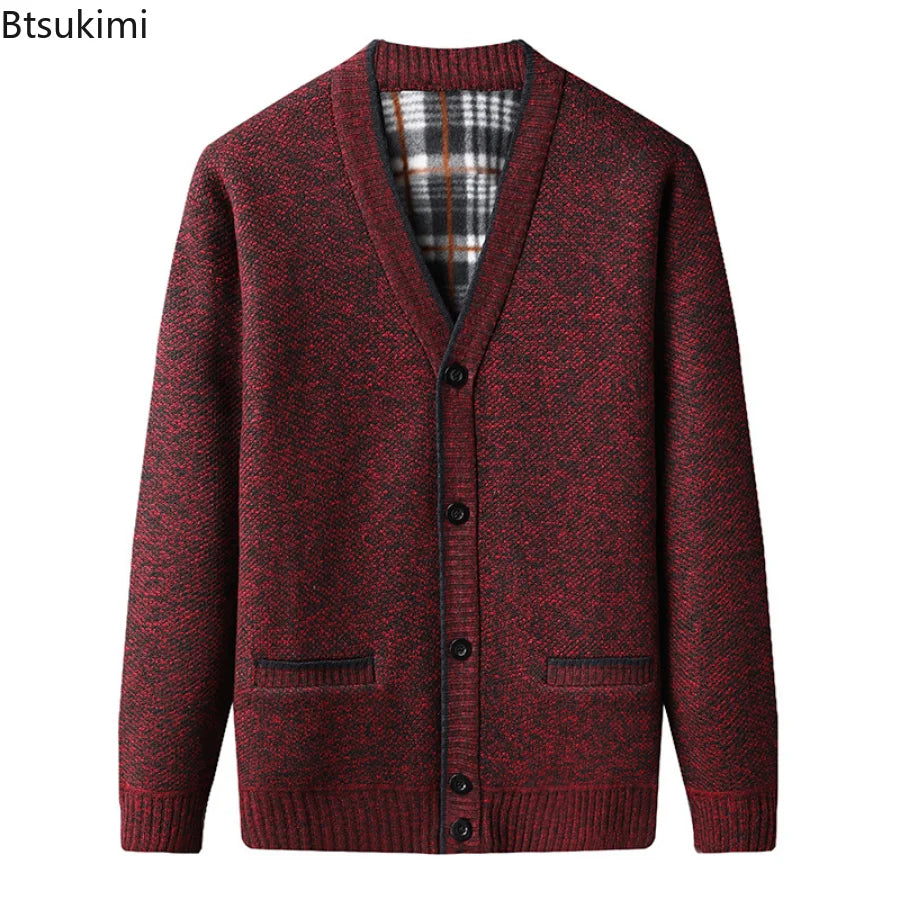 New 2022 Autumn Winter Men's Knitted Cardigan Thick V Neck Knitted Sweater Coats Causal Warm Jackets Men Fashion Mens Clothing