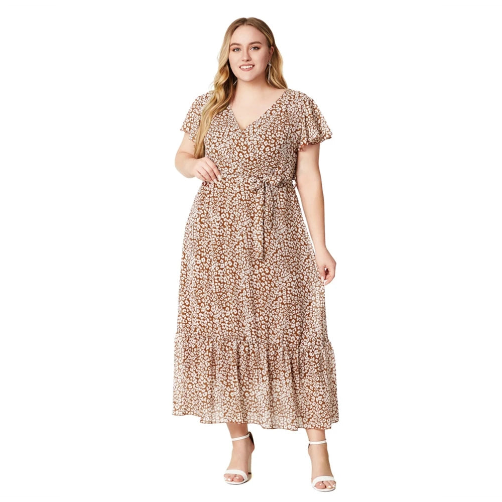 2023 Summer New Hot Sale European And American Style Plus Size V-Neck Dress For Women