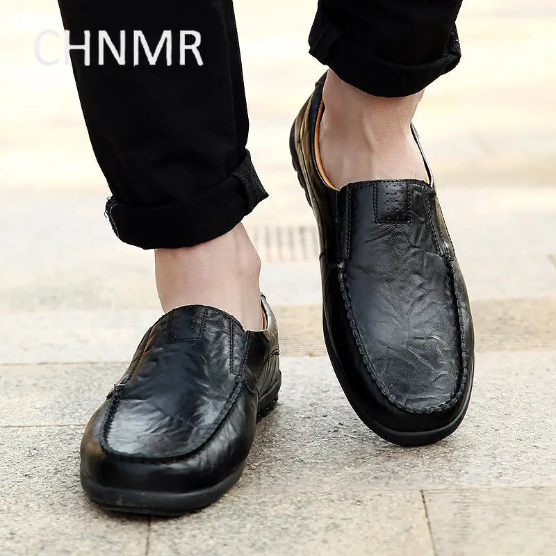 CHNMR-S Business Leisure Shoes For Men Big Size Slip-on Loafers Comfortable Fashion genuine leather