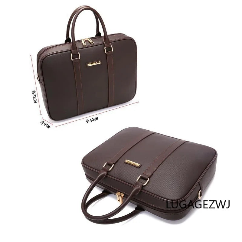 Brand Genuine Leather Roller Trolley Case Set Men Business Travel Luggage With Computer Bag Large Capacity Cabin Retro Suitcase