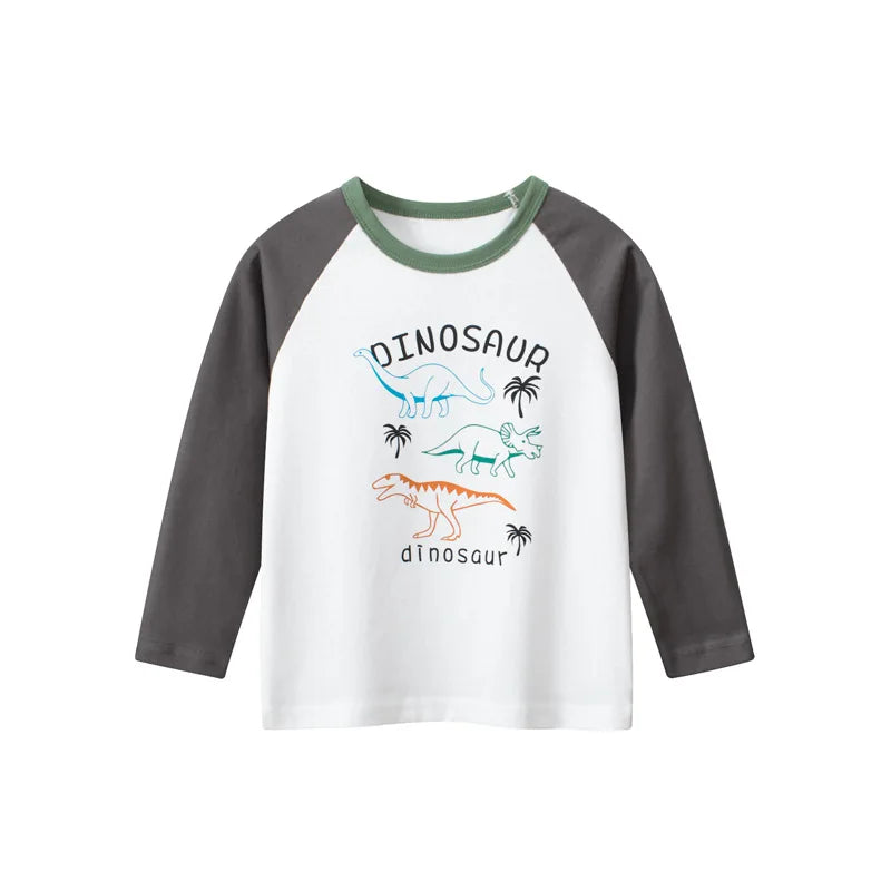 2023 Children's Clothing Autumn New Boys' T-shirt Wholesale Cartoon Dinosaur Kids Tops Tees Long Sleeve Bottoming Shirt for Boy