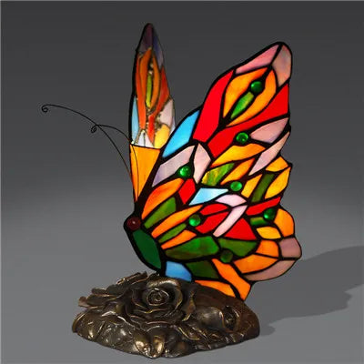 Tiffany Table Lamp Retro Stained Glass Butterfly Desk Lamp Hotel Decor Table Lamp Bedroom LED Night Light Christmas Decoration