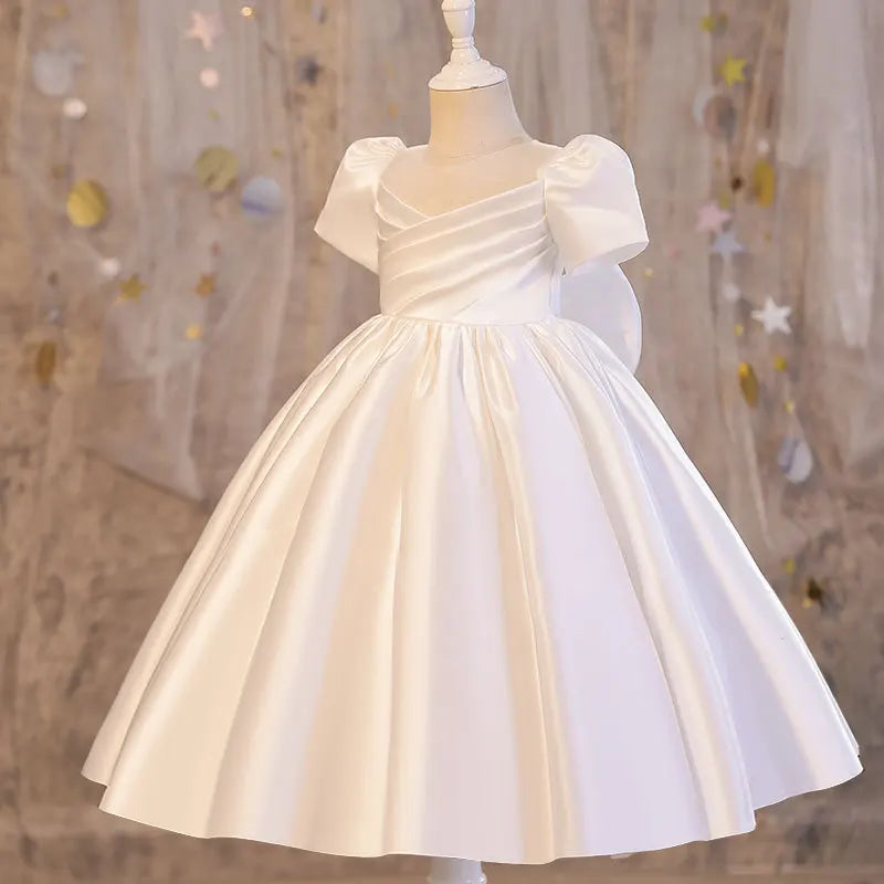 New Year Christmas Party Princess Dress Girl Super Bow Evening Children's Dresses White Girl Costume Baby Girl Dress 1-12 Years