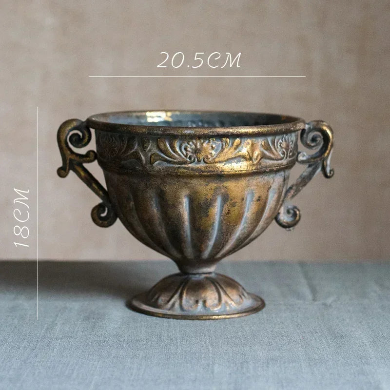 Classical Goblet Flower Vintag Vase Flower Pot Retro Wrought Iron bouquet Arrangement Gold Candlestick Vase table Decorate Home