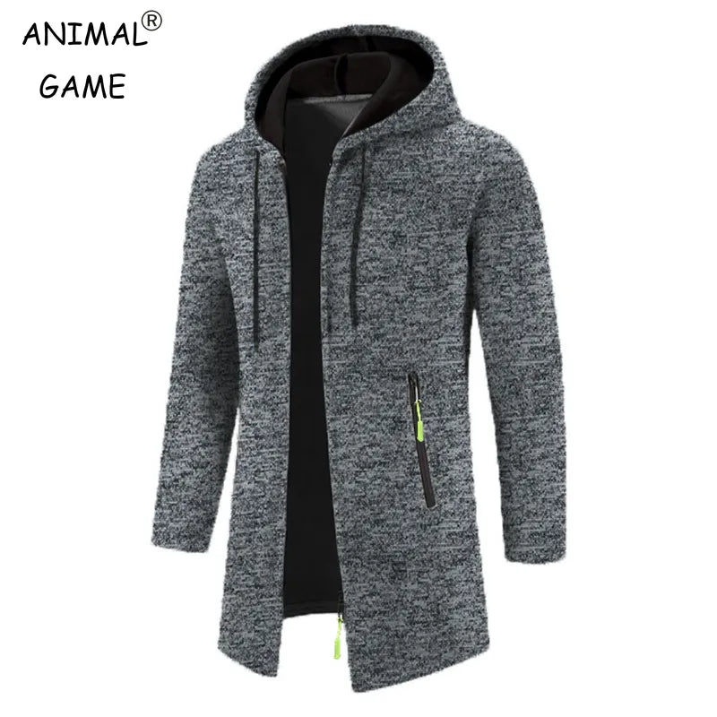 New Men Hooded Sweaters Autumn Warm Jacket Coats Oversize Sweatshirts Zipper Winter Solid Color Top