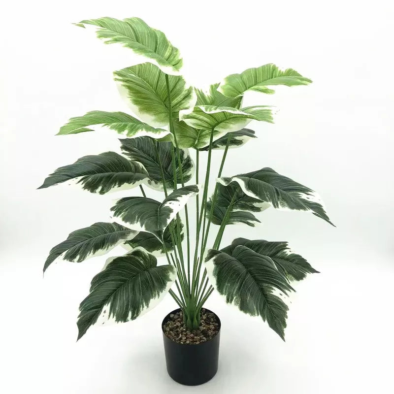 75cm Artificial Green Plant Over Glue White Yellow Edge Pig Heart Leaf Fake Tree Home Hotel Office Interior Decoration Bonsai