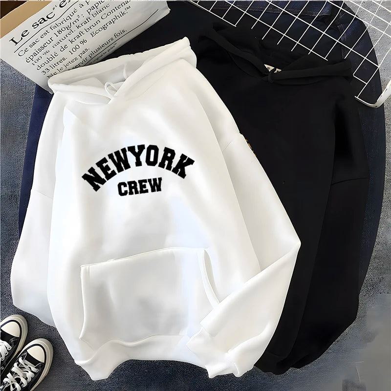 Hirsionsan Letter Print Hoodies Women Oversized Polyester Long Sleeve Female Sweatshirt Streetwear Fleece Ladies Clothes Winter