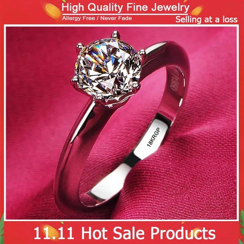 Never Fade White Gold Color Rings Women High Quality Zircon Ring Original Tibetan Silver Wedding Band Bridal Jewelry Accessories