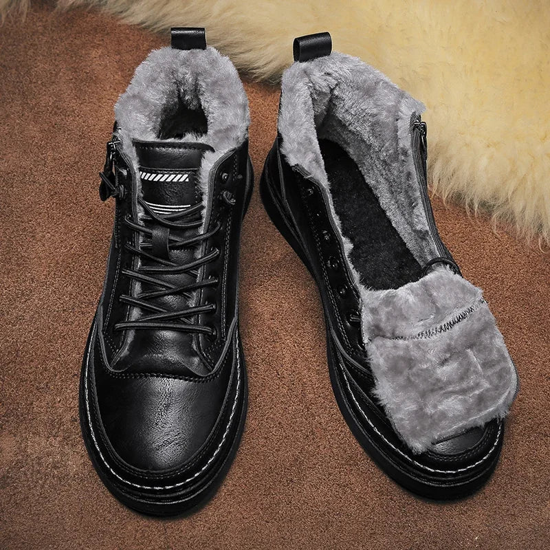 Men Boots Winter Cotton Shoes High-top Fashion Casual Shoes Trend Ankle Boots Flat Shoes Korean Version Tooling Shoes Student