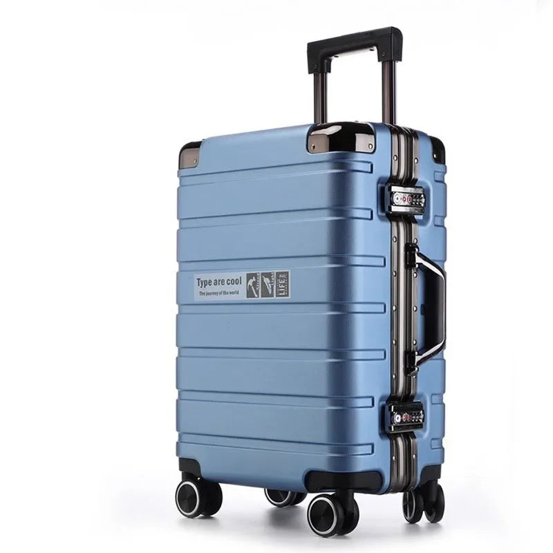 2023 Aluminum Frame Rolling Luggage Neutral Both Men Women Travel Suitcase Universal Wheel Password Boarding Suitcase