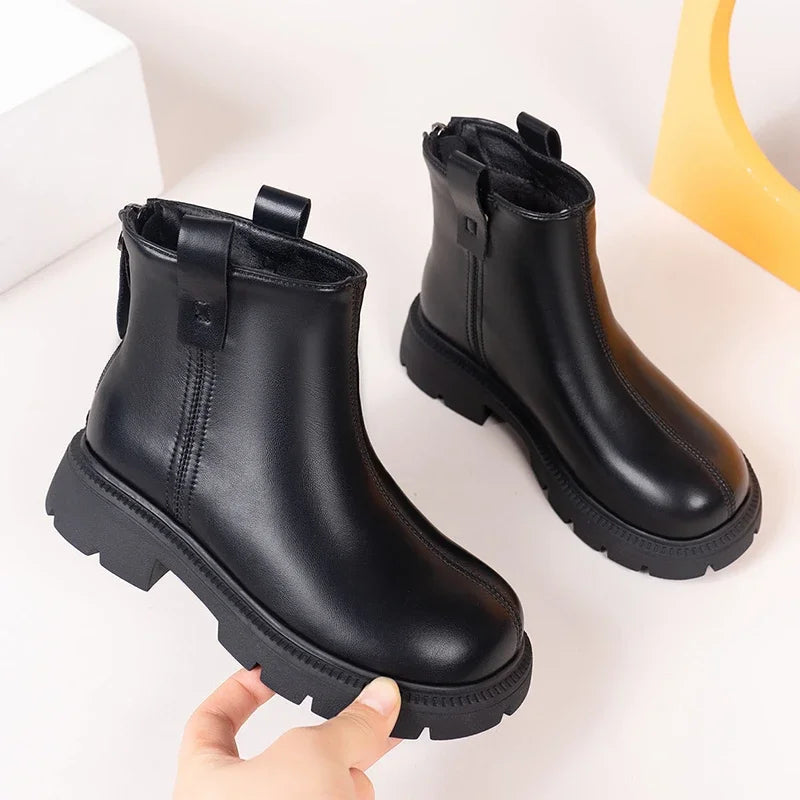 2023 New Girls Short Boots Simple Non-slip Kids Fashion Casual Versatile Round-toe Princess Ankle Boots Drop Shipping Child Shoe