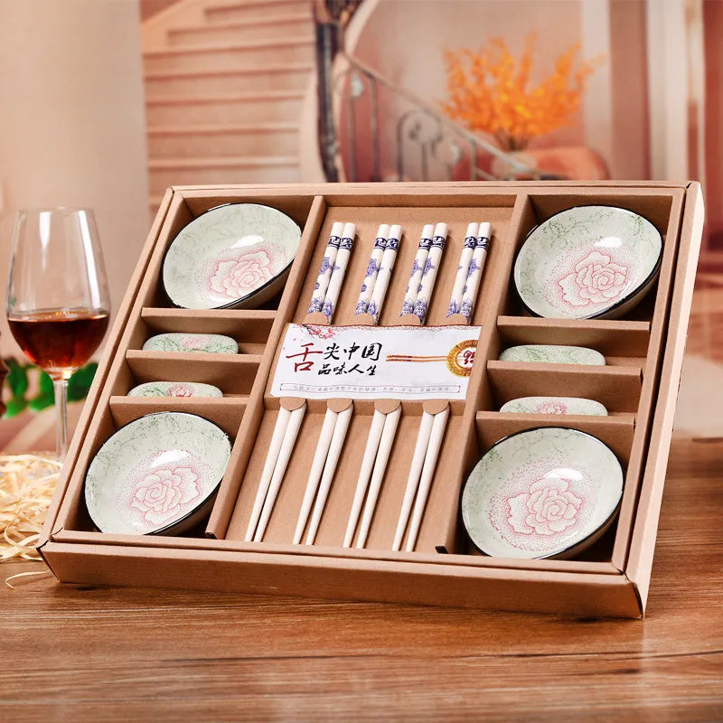 12-piece Set of Ceramic Seasoning Plate Tableware Creative and Practical Household Kitchenware Chinese Style Tableware Set Gift