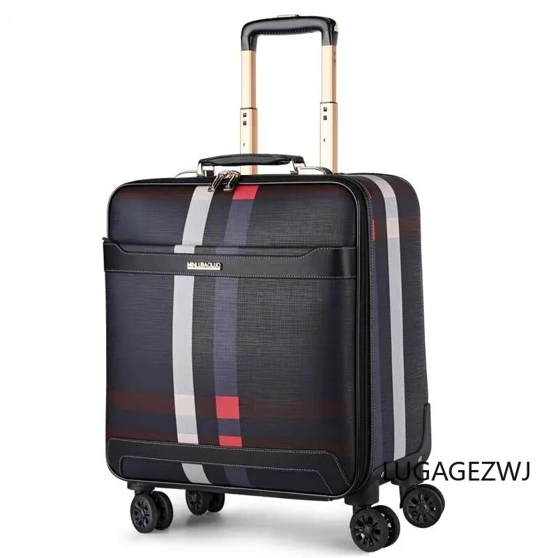 Men Business Leather Trolley Case With Computer Bag Women's Retro Travel Luggage Set High-quality Cabin Large Capacity Suitcase