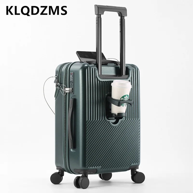 KLQDZMS 20"22"24"26 Inch Luggage High Quality Front Opening Trolley Case Business Boarding Box Lightweight Rolling Suitcase