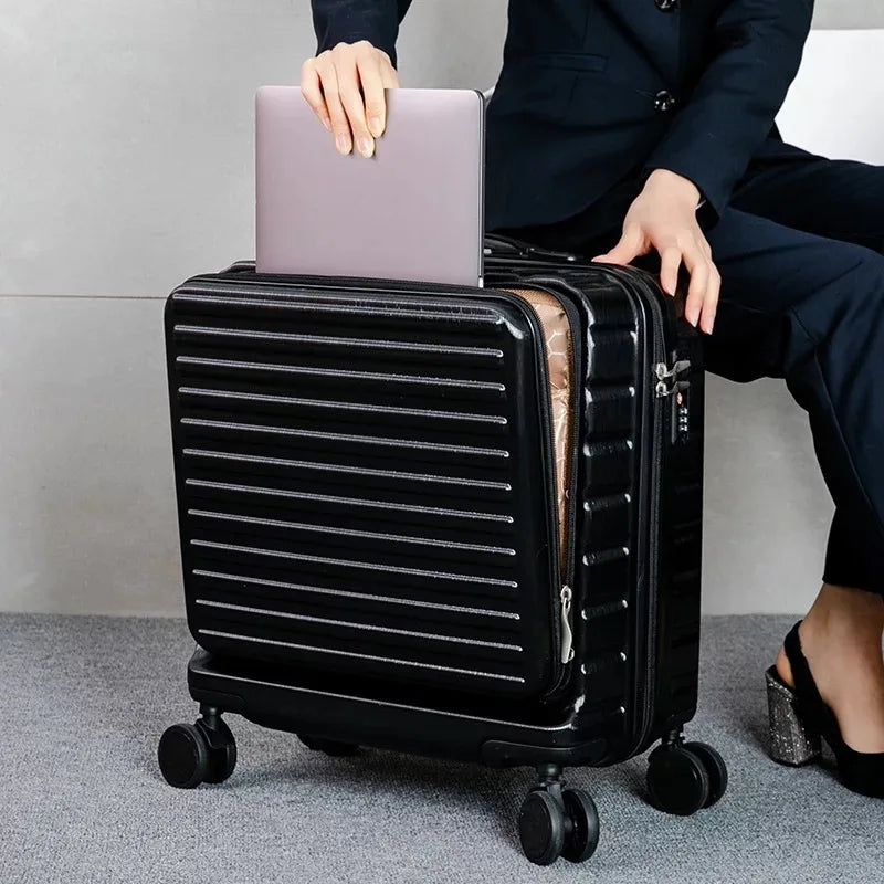 18 inch Trolley luggage travel suitcase Business cabin rolling luggage carry ons case with laptop bag spinner wheels box fashion