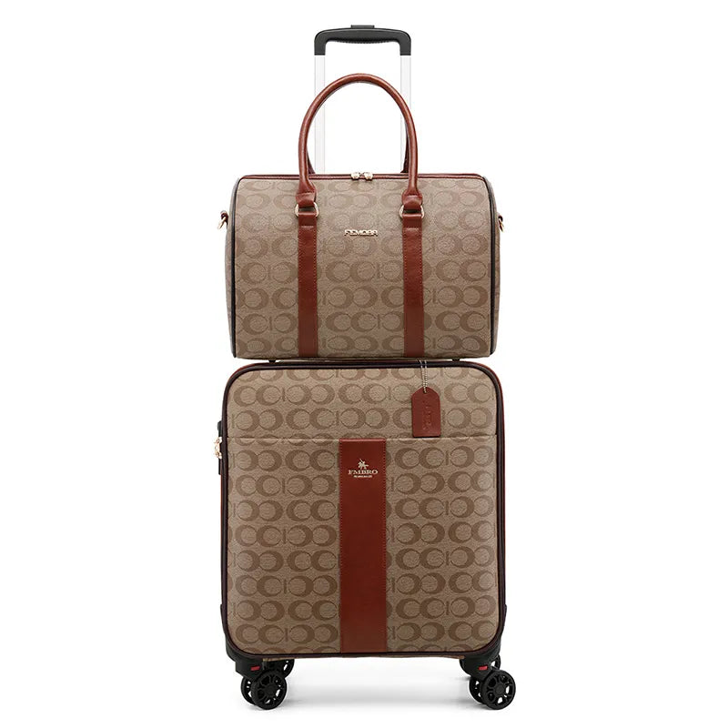 New pu leather suitcase set ladies fashion rolling suitcase with handbag men's luxury trolley luggage travel bag carry-on bag