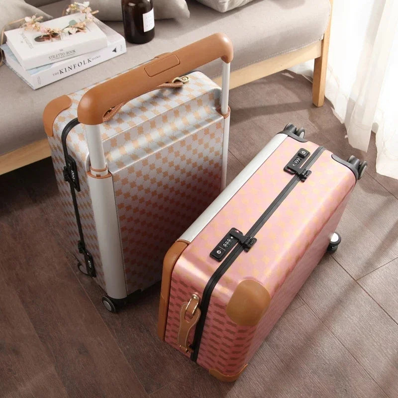 New Aluminum Frame Rolling Luggage Brand Trolley Case Women Fashion Travel Suitcase High-quality Cabin Carry On Trunk