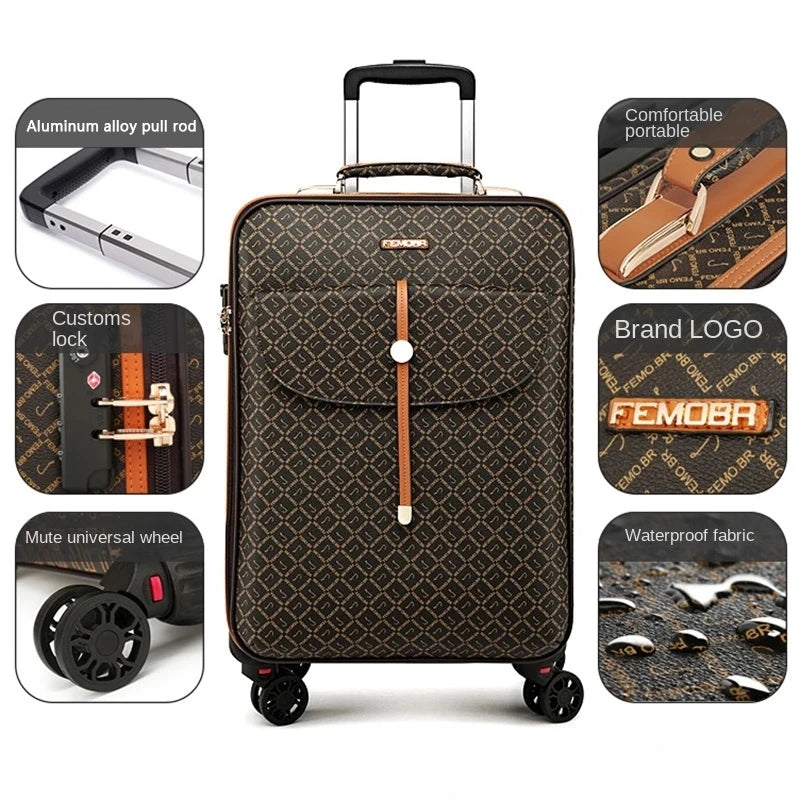 16 inch travel suitcase with makeup bag for women male leather 20 inch carry on business luggage set mala de viagem 캐리어 чемодан