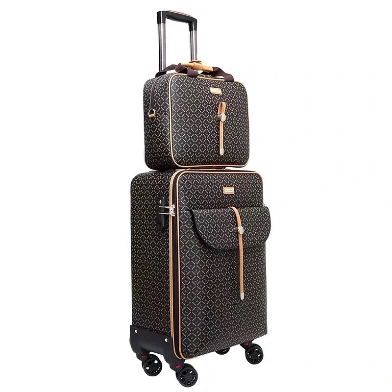 Fashion 16/20/24 inch PU Rolling Luggage Spinner Brand Travel Suitcase With Handbag Men Women Carry On Set Trolley Luggage