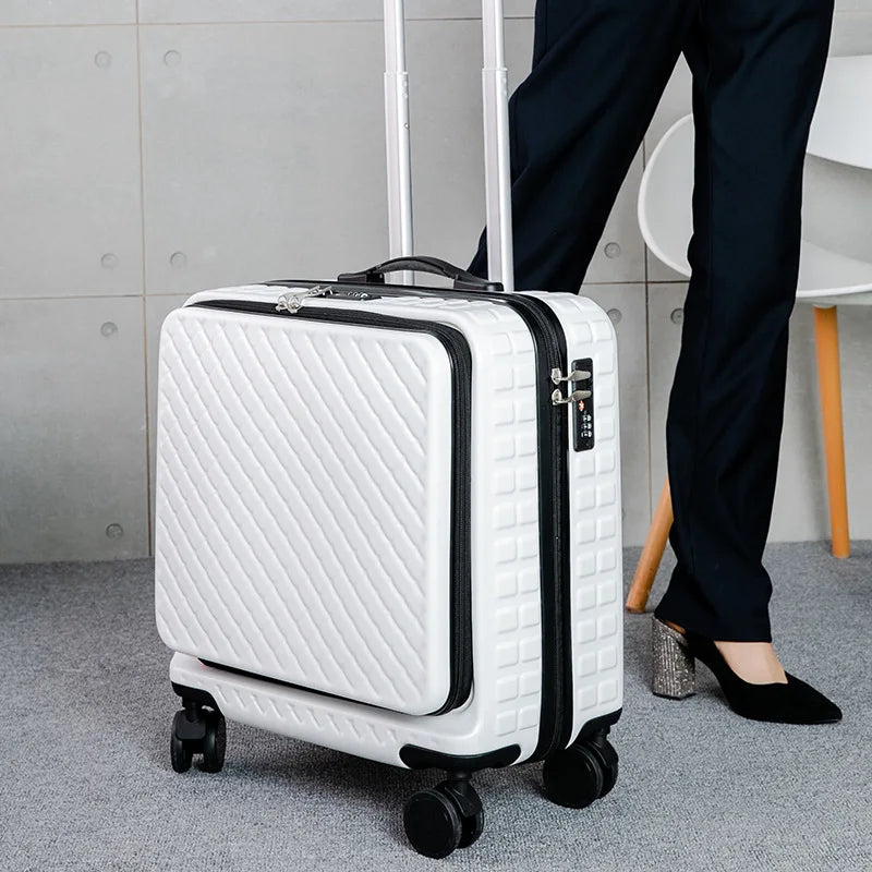 18 inch Trolley luggage travel suitcase Business cabin rolling luggage carry ons case with laptop bag spinner wheels box fashion