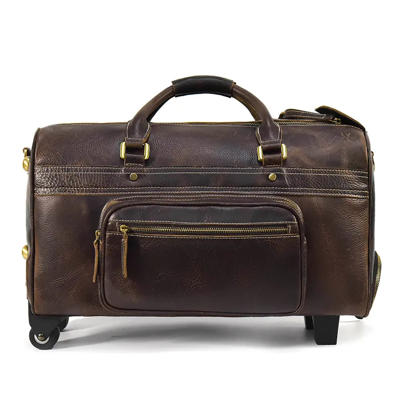 Genuine Leather Travel Suitcases Men Cowhide Suitcases Trolley Case Large Capacity Business Trip Luggage Bag Wheeled Suitcases