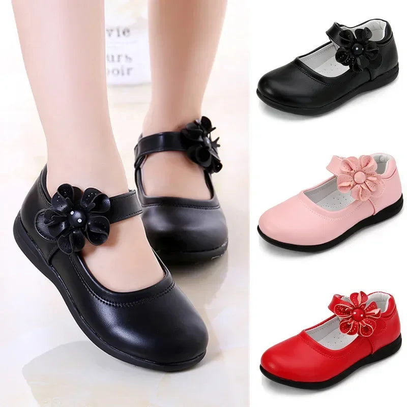 Children's Leather Shoes 2023 New Fashion Soft Soled Princess Party Dress Shoes Elegant Girls Student Performance Leather Shoes