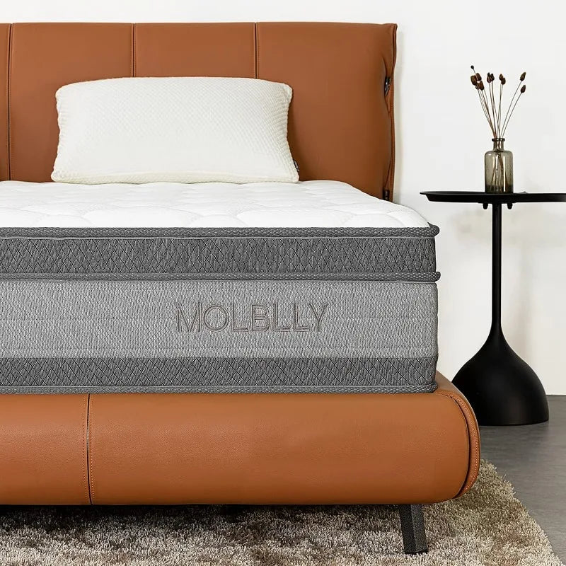 Molblly Full Mattress, 12 Inch Cooling-Gel Memory Foam and Individually Pocket Innerspring Hybrid Bed Mattress in a Box, Certi