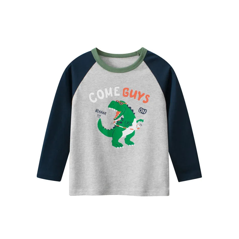 2023 Children's Clothing Autumn New Boys' T-shirt Wholesale Cartoon Dinosaur Kids Tops Tees Long Sleeve Bottoming Shirt for Boy