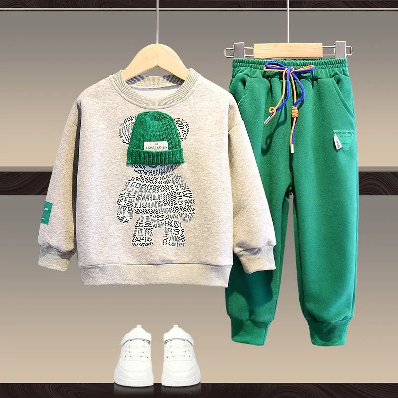 Children Loungewear Suits for Boys Girls Autumn Tracksuit Junior Kids Pullover & Pants 2 Pcs Sets Baby Bear Clothing Set 2-14Y