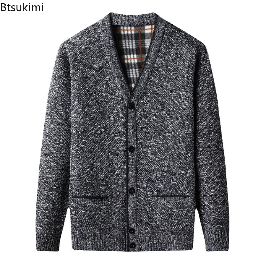 New 2022 Autumn Winter Men's Knitted Cardigan Thick V Neck Knitted Sweater Coats Causal Warm Jackets Men Fashion Mens Clothing