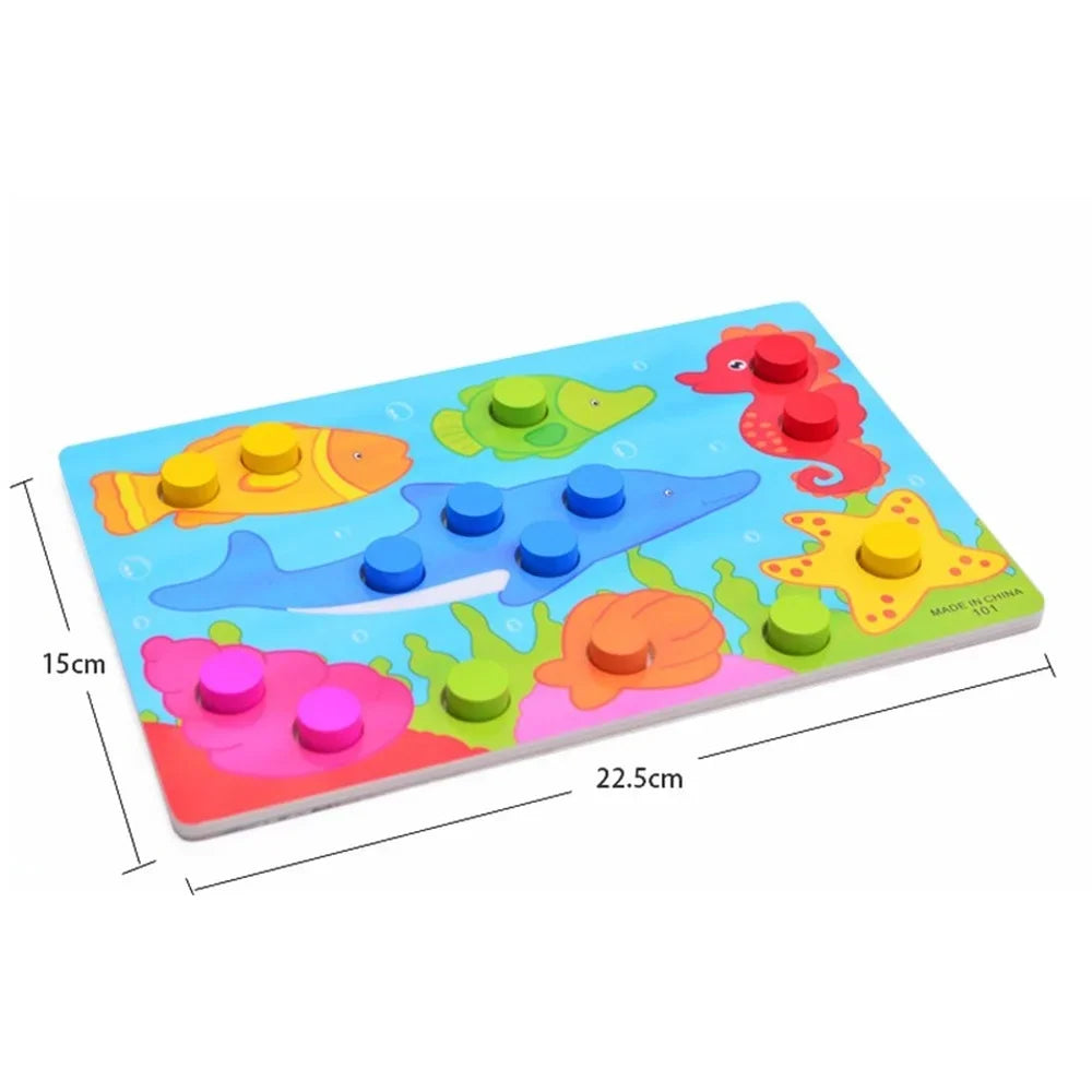 3D Wooden Puzzle Jigsaw Toy Montessori Baby Toys Wood Cartoon Animal Puzzles Game Kids Early Educational Toys for Children Gifts