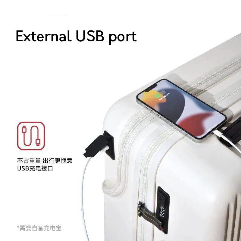 Front open suitcase expandable female luggage small 20 "boarding light pull rod leather case 24 travel case male student