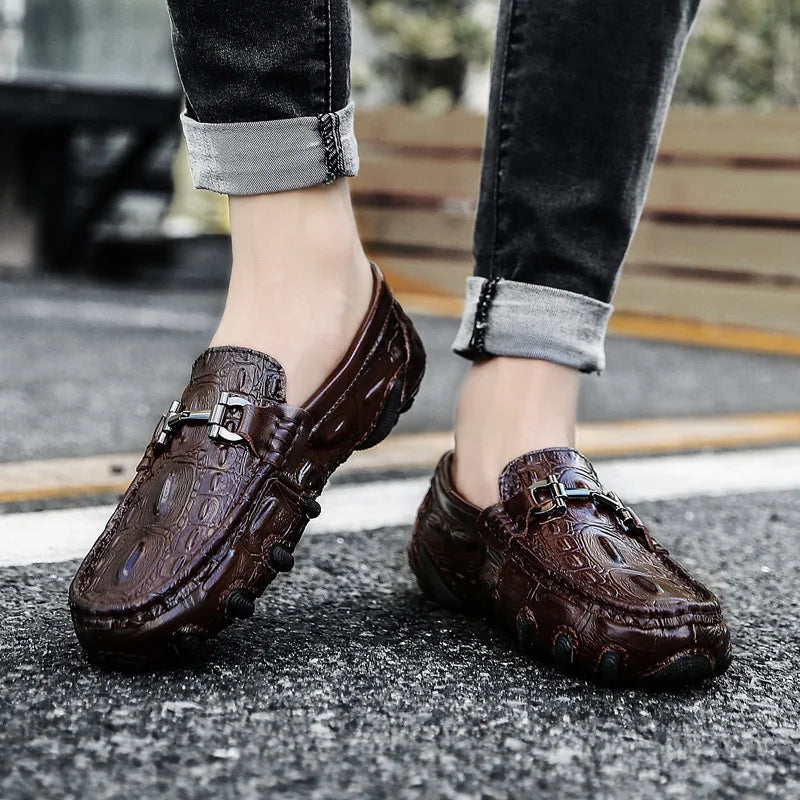 Genuine Leather Penny Loafers Men Shoes Men's Breathable Loafers Men Casual Driving Shoes Slip On Moccasins Men Flats Footwear