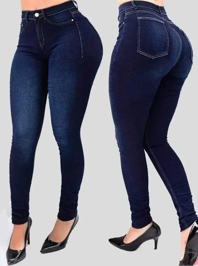 European and American Fashion Stylish and Comfortable Cotton Shaping Jeans High Waist Skinny Pants Women Jeans