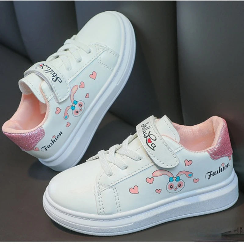 Disney Girls' White Shoes Spring Boys' Anti-skid Solid Soled StellaLou Shoes Thick Soles High Height Children's Shoes Size 26-37