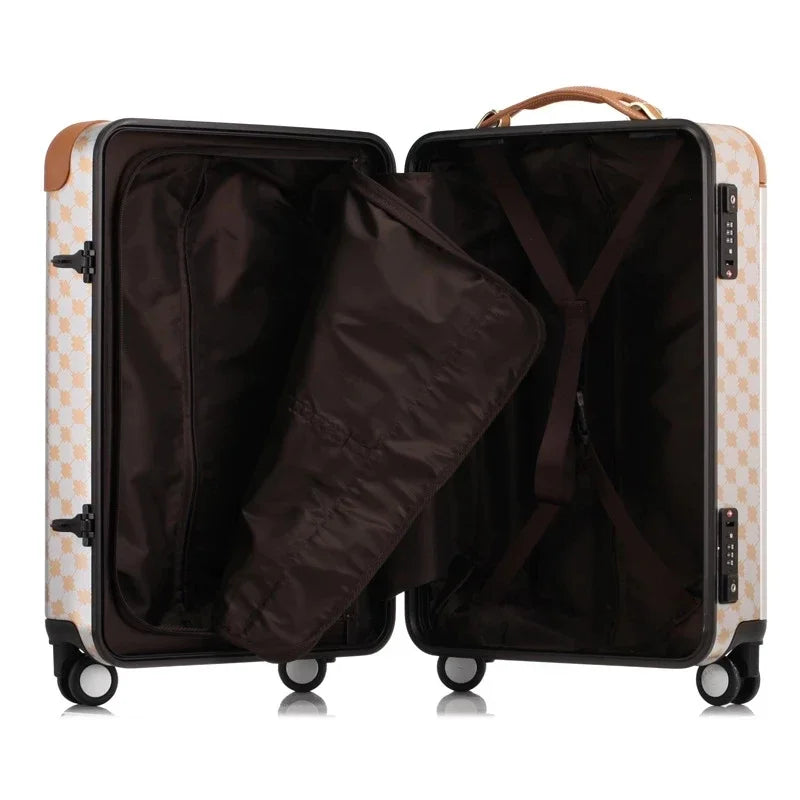 New Aluminum Frame Rolling Luggage Brand Trolley Case Women Fashion Travel Suitcase High-quality Cabin Carry On Trunk