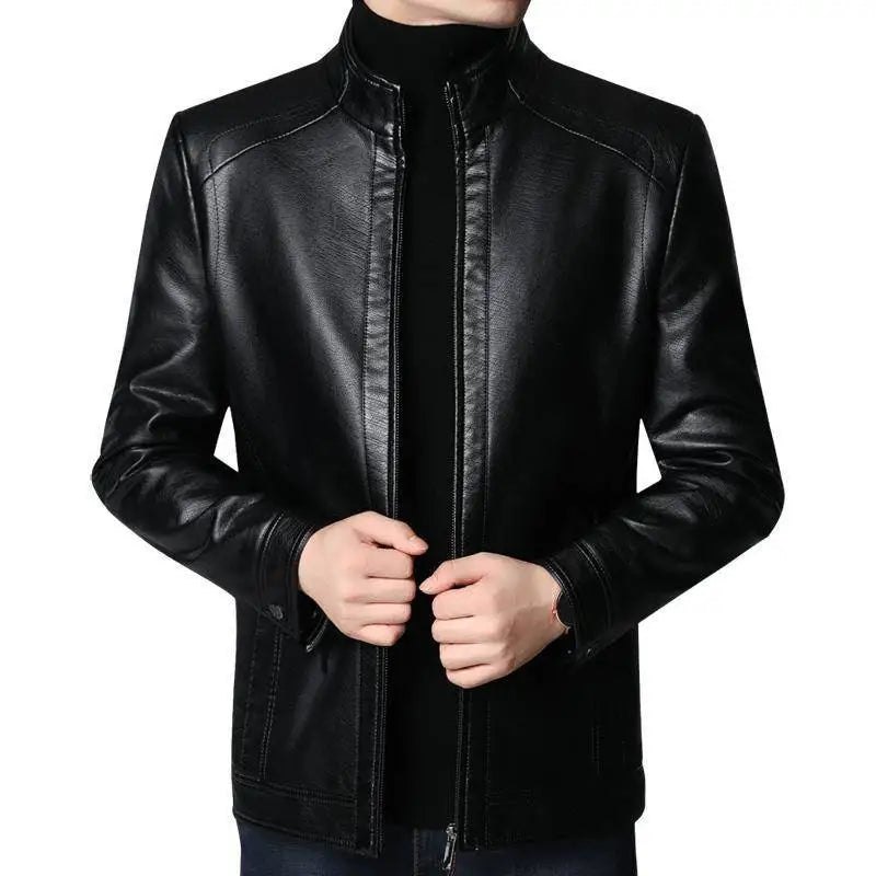 WINSTAND Men Coat Men Casual Biker Zipper Jackets Male New Men's Leather Jacket Brand Slim Fit Motorcycle Leather Jackets Men