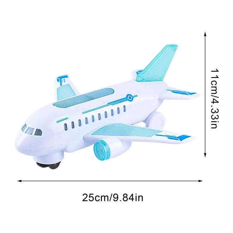 Kids Aircraft Toy Hand-on Ability Energy-saving Universal Wheel Electric Airplane Model with Lights Sound and Music for children