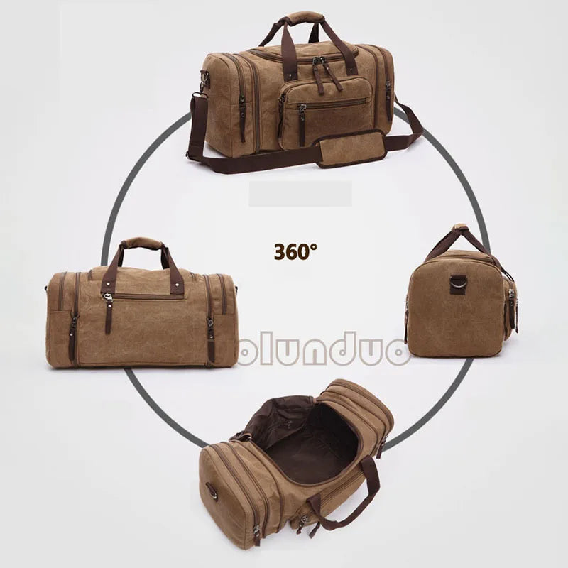 Men's Canvas Travel Bags Ourdoor Large Capacity Carry On Luggage Bags Casual Duffel Bag Travel Tote Weekend Bag Dropshipping