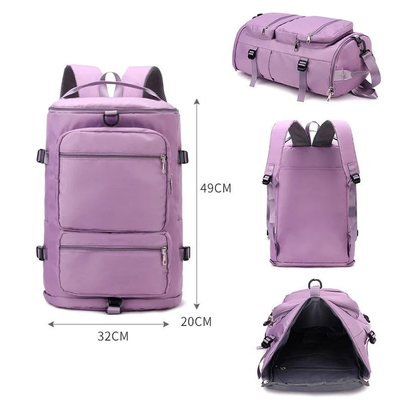 BWBW Large Capacity Women Shoulder Travel Backpack Lady Weekend Sports Yoga Luggage Zipper Bags Multifunction Crossbody Bag