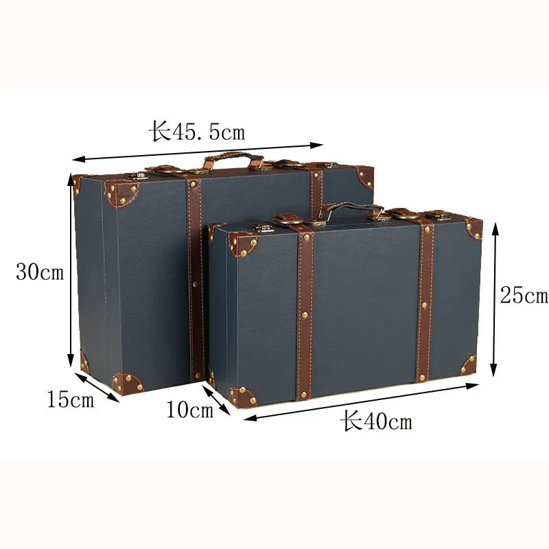 Vintage Travel Suitcases Wood Home Desks Bedroom Large Capacity Luggage Clothes Storage Organizers Boxes Old Props Decorative