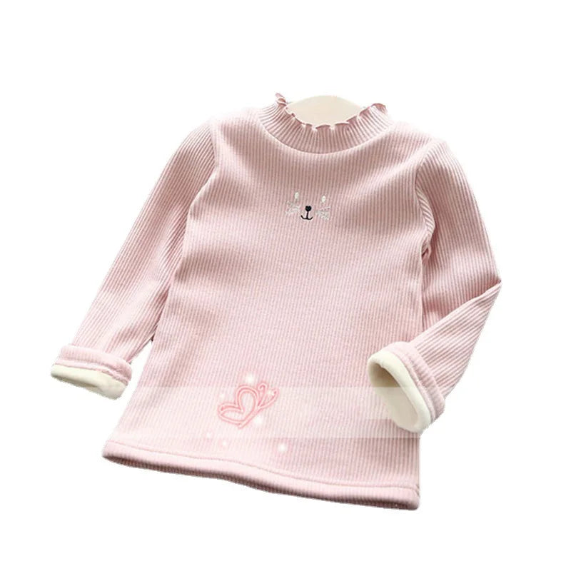 Fashion Girls Sweaters 2023 New Winter Children Clothes Cartoon Kids Tops Warm Velvet Thick Kids Sweater Girls Outwear Sweater