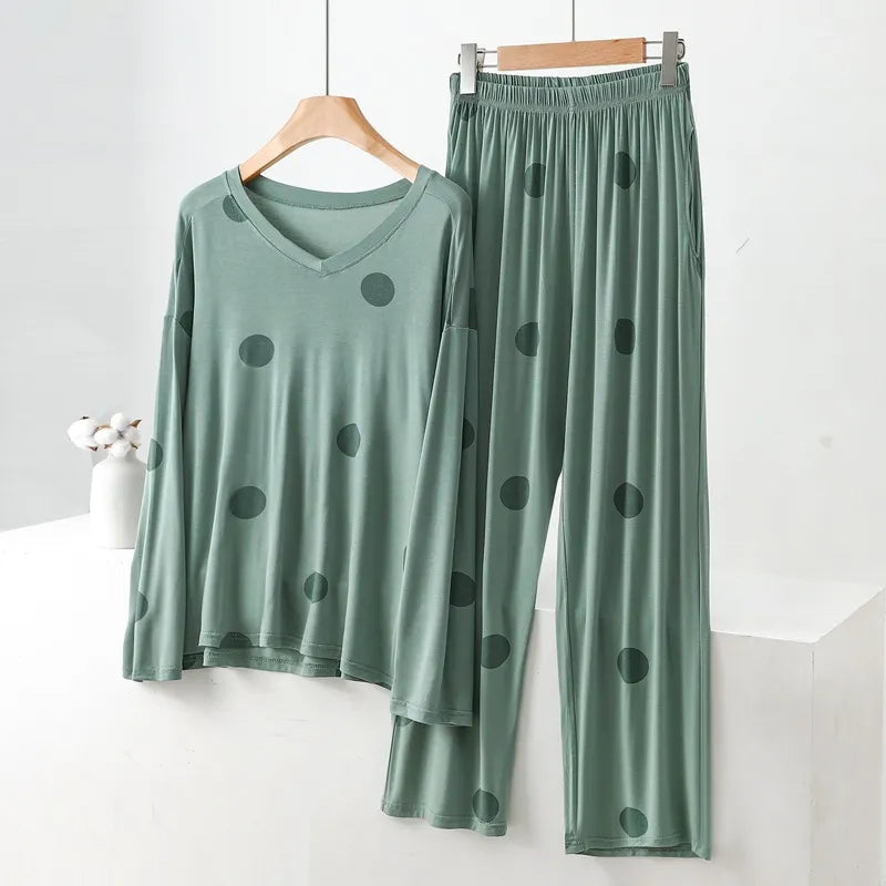 Modal Loose Homewear Pajamas Women Autumn Homewear Suit Pajamas Pajama Pants Outside Pjamas For Women Conjunto Feminino