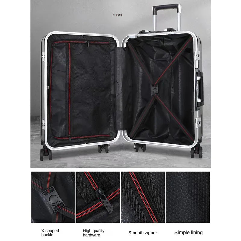 2023 Trolley Case Female Suitcase Wheels Boarding Students Korean Version of the Suitcases Male Aluminium Frame Luggage